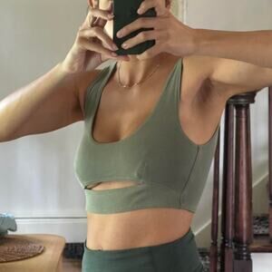Aritzia Wilfred Crop Top (XS) in Vintage Green